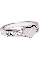 lovable custom initial heart sterling silver baby ring